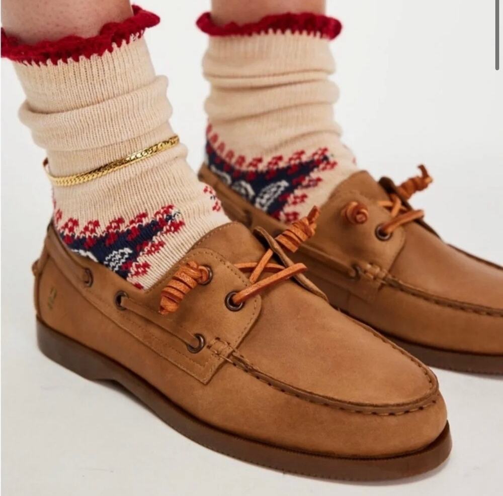 Roan Overboard Abide leather boat shoe NIB size 7 tan cognac from Free People